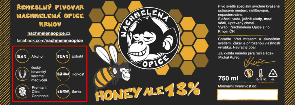 Etiketa_Nachmelená opice_Honey Ale